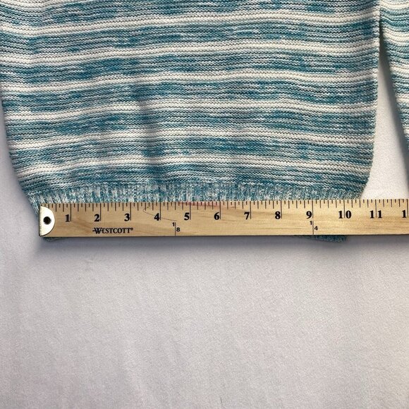 Cherokee Round Neck Long Sleeve Knit Sweater Girls S/P(6/6X) White/Green Stripes - Picture 8 of 16